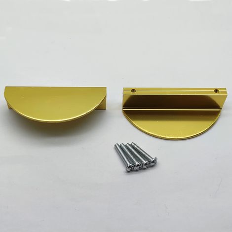 Lot de 1 poignée de placard moderne en demi-cercle doré, 8 cm de diamètre, 6,40 cm de C à C, facile à installer (1/5)