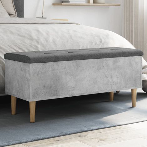 vidaXL Banco almacenaje madera ingeniería gris hormigón 102x42x46 cm (1/5)