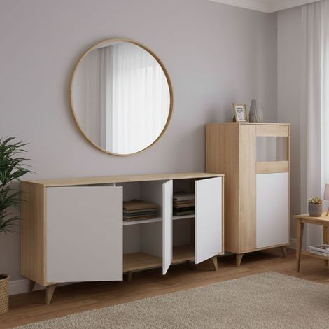 Muebles de Sala Leverano, Modulares, 8 Estantes, 6 Puertas, Roble Marrón (1/4)
