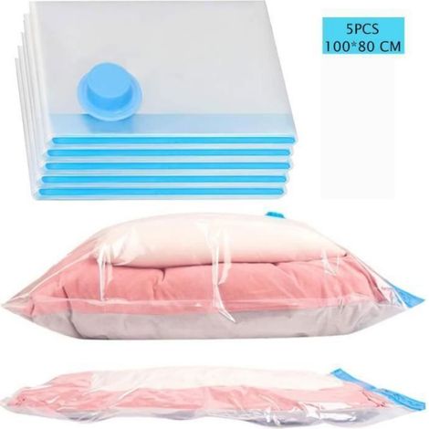 Sacs de Rangement Sous Vide Extra Larges - Sacs Hermétiques pour Vêtements, Couettes, Literie, Oreiller - 5 pièces (XXXL) (1/4)