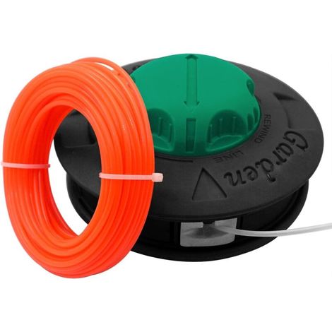 Carrete de repuesto universal para hilo de desbrozadora, rosca izquierda M10 x 1,25, con 15 m de hilo de 2,4 mm, fácil de cargar (1/5)