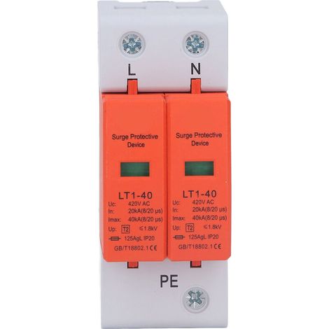 Protecteur de surtension AC 2P ignifuge 36mm Rail Installation dispositif de protection parafoudre 420V (1/5)