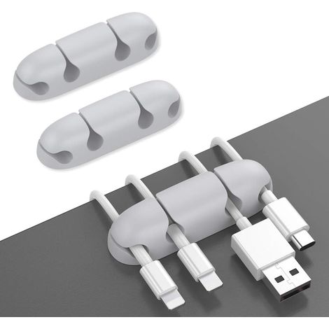 Lot de 3 Attache-câbles, Clips adhésifs, Organisation fils USB, Fixation bureau maison voiture (1/5)
