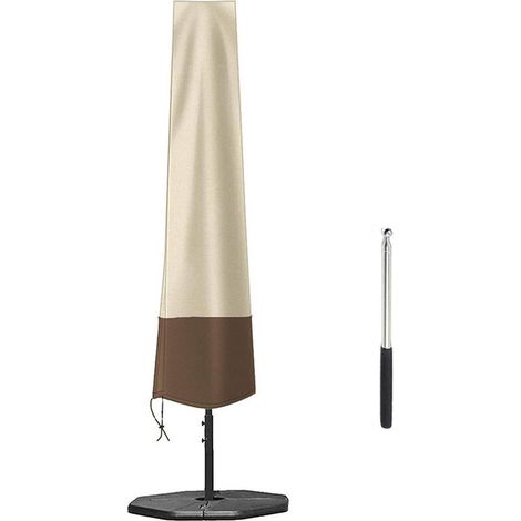Housse de parasol imperméable - 190x50x30cm - Avec mât - Anti-UV - Housse de parasol - Pour parasol droit - Résistant au soleil et à la poussière - Tissu Oxford - Durable et écologique - Beige-marron (1/5)