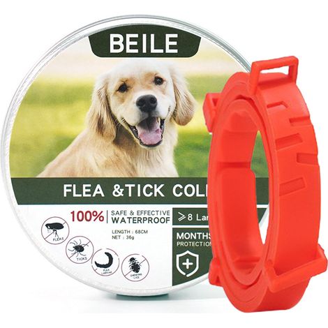 Collier pour chien 1 pièce collier anti-insectes et anti-puces pour chiens (grand chien 35 kg 72 cm, orange) collier anti-insectes et anti-puces (1/2)