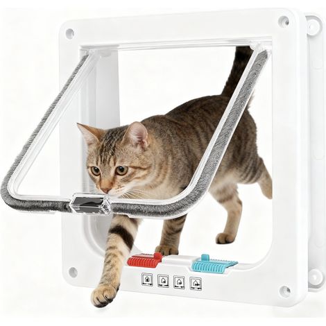 Die Katze kann durch eine Zwei-Wege-Tür mit kontrollierbarer Öffnungs- und Schließrichtung frei ein- und ausgehen. (1/5)