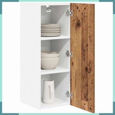 Armoire suspendue - 884254 - Bois ancien et blanc - 30 x 31 x 80 cm - 1 porte (1/5)