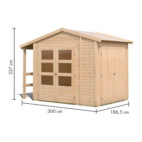 GH Multi SD natur 303x187x218 mit Schrank und Anbaudach