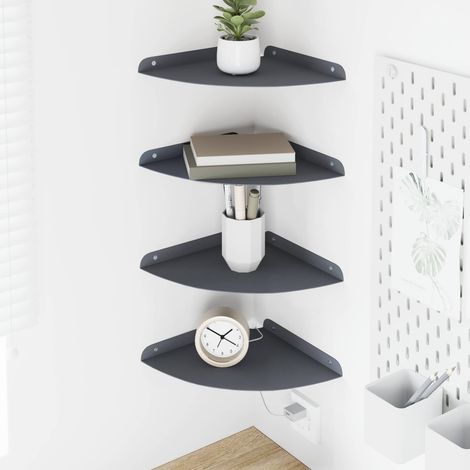 vidaXL Corner Floating Shelf 4 pcs Anthracite 24 x 24 x 2.3 cm (1/5)
