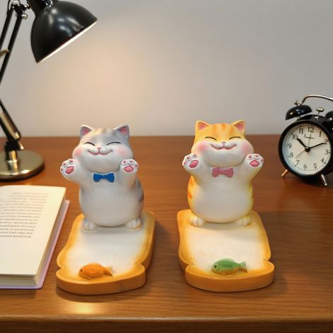 Support de téléphone en forme de chat mignon, support en résine avec motif chat souple en silicone, accessoire de bureau amusant pour la maison, le bureau ou la chambre, cadeau pour les amoureux des c (1/5)