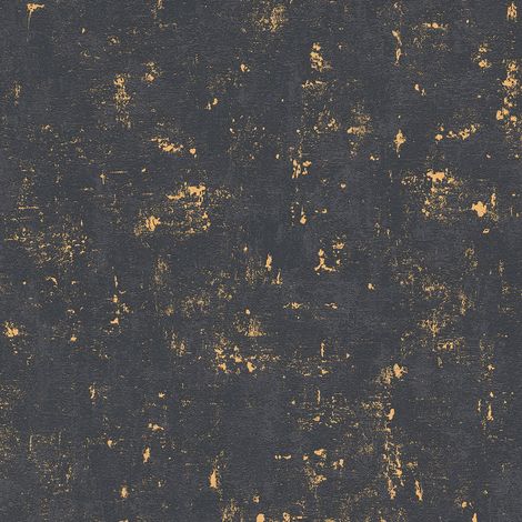 A.S. Creations – Papier peint effet béton noir et or – Intissé embossé – Facile à appliquer et enlever – Pour couloir, chambre, salon (1/7)