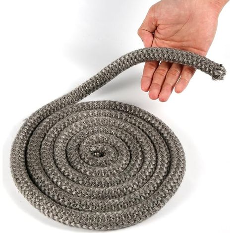 Joint Tressé pour Insert et Poêle 15mm x 2,5m Imprégnée de Graphite Joint d'Étanchéité en Fibre de Verre Corde de Joint de Cheminée Remplacement pour Poêles à Bois Cheminées