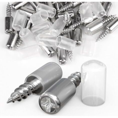 120 Pcs Shelf Support ø7.5 mm with Transparent Rubber Protection, Shelf Pins with M4 Self-tapping Screw, Shelf Bracket for Cabinet Shelf, Supports up to 20 kg (1/5)