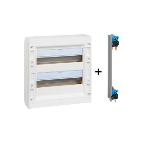 Legrand - Coffret de distribution 36 modules - 2 rangu00e9es de 18M + peigne vertical - XL3 125 - 401612+405003 (1/3)