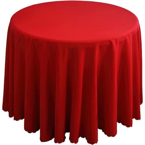 Nappe de Table Ronde - 160cm - Rouge - Lavable en Machine - Polyester Durable (1/4)