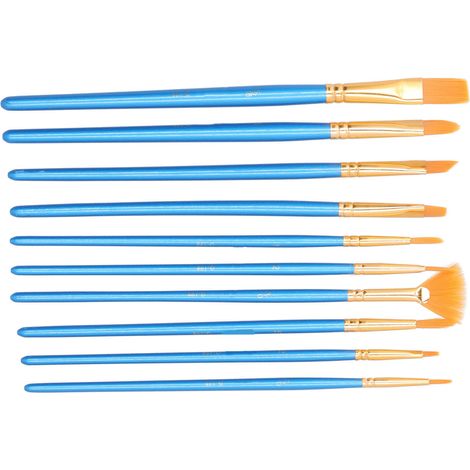 Ensemble de 10 pinceaux longs en nylon pour peinture à l'huile, acrylique et aquarelle. (1/5)