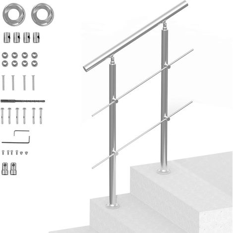 Installation facile, rampe d'escalier 80 cm en acier inox avec kit, main courante extérieure réglable 0-45° (1/5)