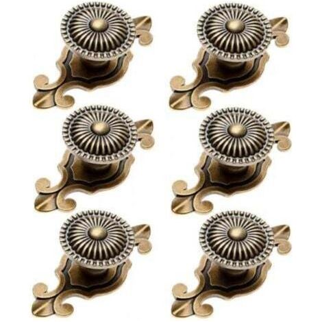 6 Pièces Bouton de Meuble Rétro 2 en 1 Poignée pour Armoire Tiroir avec Vis Bronze (1/4)