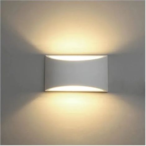 Appliques Murales Interieur, Blanc Lampe Murale LED 7W Blanc Chaud Applique Murale en Plâtre pour Chambre Maison Couloir (1/4)
