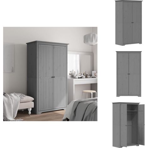 Garde-robe BODO gris 99x53,5x173 cm bois massif de pin - Meuble De Rangement - Armoire - Placard - Dressing - Meuble Bois (1/5)