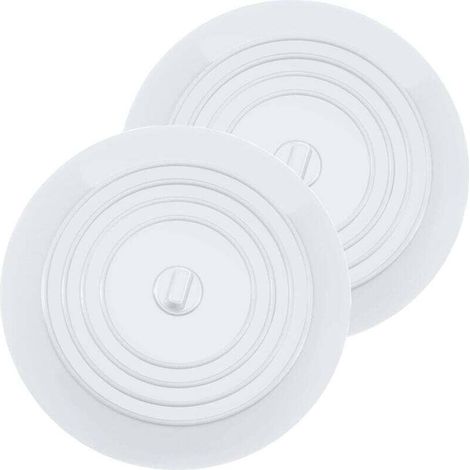 Bouchons de baignoire Ulisem, bouchons d'évier en silicone, 15 cm de diamètre, pour cuisines, salles de bains et buanderies (lot de 2, blanc) (1/4)