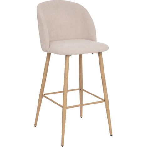 Lot de 2 chaises de bar en fer et bois coloris Beige - Longueur 48 x profondeur 56 x hauteur 106 cm -PEGANE- (1/3)