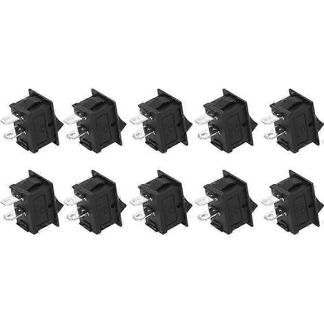 Interrupteur à bascule 2 positions Noir KCD1-101, Lot de 10, Interrupteur industriel plastique ON/OFF, Accessoire électrique 2 broches pour équipements. (1/4)