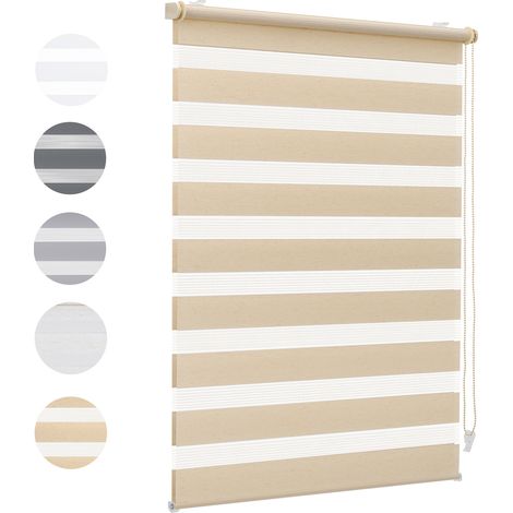 Sekey Doppelrollo 100x130cm Gelb-Leinen Duo Rollo Klemmfix ohne Bohren Zebrarollo Fensterrollo Klemmrollo Seitenzugrollo Rollos Jalousie Faltrollo für Fenster und Tür (1/5)