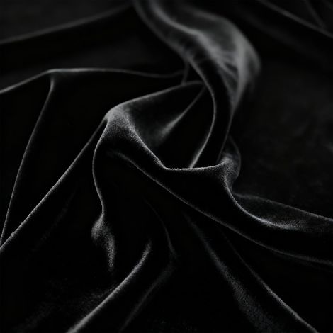 Tissu en Velours Pannes - 2 m x 155 cm - Tissu décoratif au mètre - Occultant - Pour rideaux, nappe, housse de canapé - Noir (1/5)