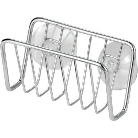 Organisateur d'évier métal support éponge savon grattoir panier aéré séchage rapide ventouse chrome