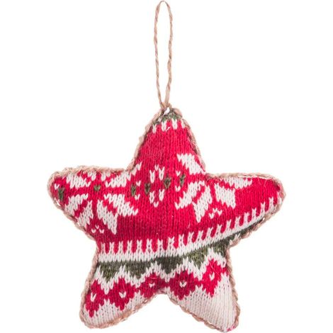 Décoration sapin de noël classique étoile tricot rouge 11x4x11cm (1/3)