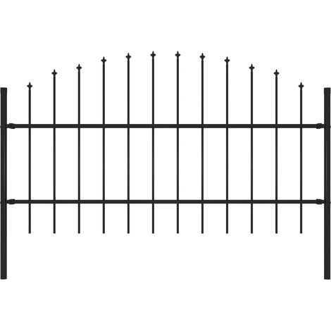 Clôture de jardin,Barrière de jardin,Portail de jardin avec dessus en lance Acier 1,7 m Noir CNENE728013 (1/3)