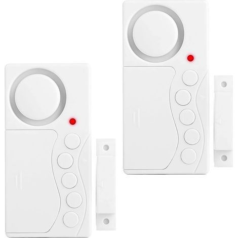 Lot de 2 alarmes de porte de congélateur, alarme de sécurité pour fenêtre, 3/15/30/60 secondes alarme de réfrigérateur sans fil, capteur de porte 4 en 1 sonnette alarme d'ouverture de porte forte108dB (1/5)