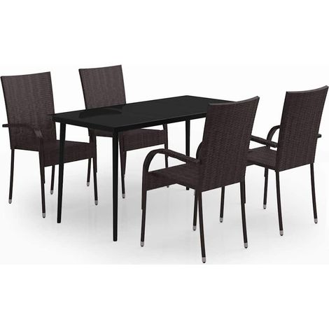 Maison Exclusive - 5-tlg. Garten-Essgruppe Braun und Schwarz (1/5)