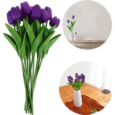 Bouquet de fleurs artificielles Décoration florale Éléments décoratifs Composition florale (34 x 3 cm Violet foncé) (1/5)