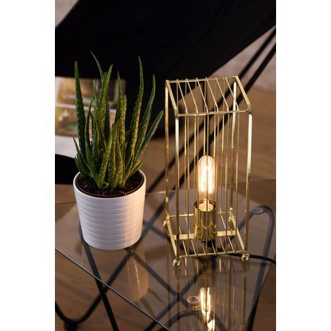 Premier Housewares Desk / Table Lamp for Reading Open Bulb Metal Stand Study Lamp / Lamps for Office with Gold Finish / EU Plug Desk Lamps 12x14x15.