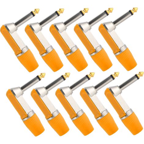 Lot de 10 adaptateurs audio XLR coudés 6,35 mm, professionnels, durables et résistants à la corrosion, couleur orange. (1/5)
