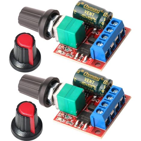 2Pièces Mini Moteur Contrôleur de Vitesse, PWM Regulateur de Vitesse, DC 5V-35V 5A Réglable PWM Commutateur, 6V 12V 24V Interrupteur Variateur de Vitesse avec Indicateur LED (1/5)