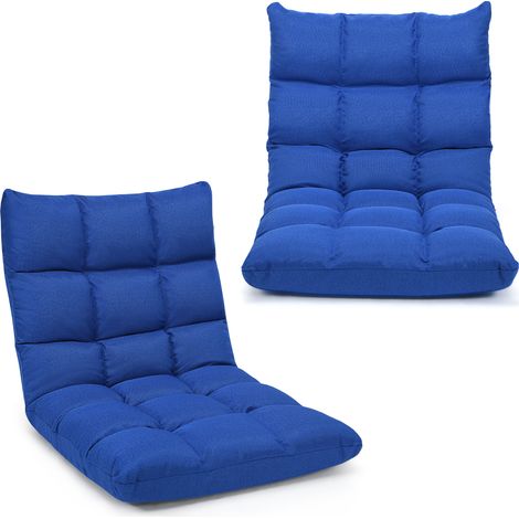 COSTWAY 14-Position Adjustable Floor Chair Video Gaming Sofa Chair-Blue (1/5)