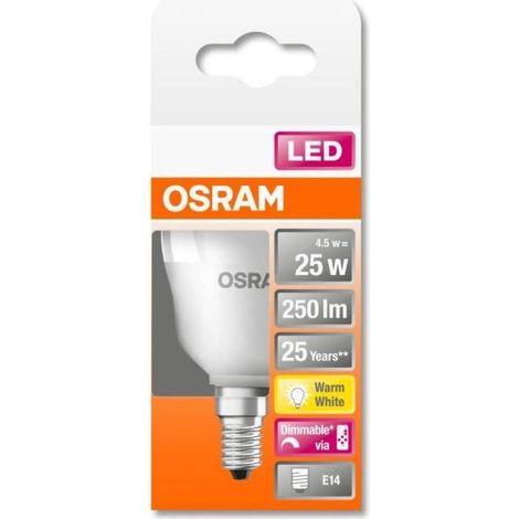 OSRAM HOMELIGHTING 4058075430839 LED CEE G (A - G) E14 forme de poire 4.2 W = 25 W blanc chaud (Ø x L) 40.4 mm x 91 mm 1 pc(s) A679772