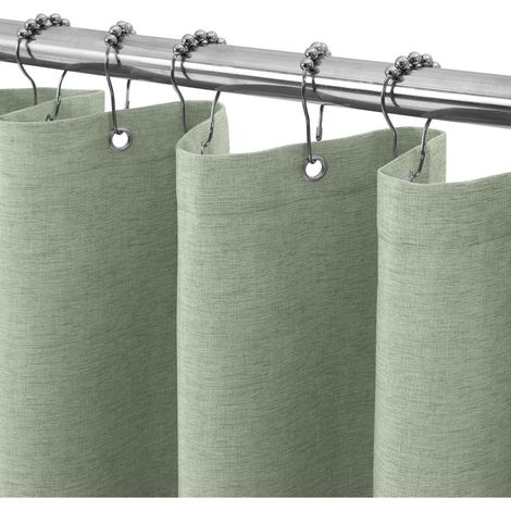 Duschvorhang Leinen Metallringe Stoff Wasserdicht Bad Vorhang 92x182cm (1/5)