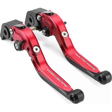 Leviers de frein et d'embrayage pliables compatibles avec les motos DUCATI Multistrada V2/S 1200/S/DVT/Enduro 1260 GT 950 MTS 1200S, poignées extensibles (rouges) (1/5)