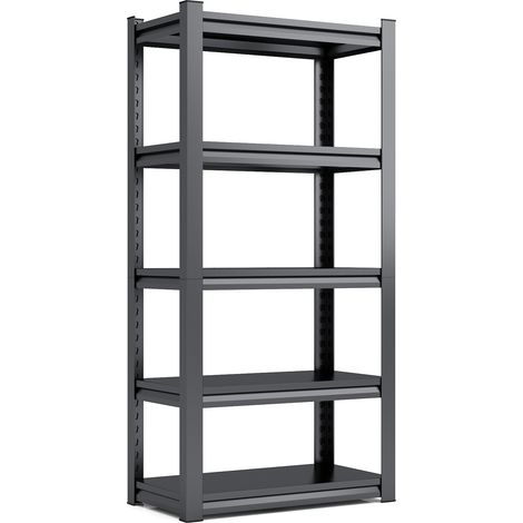 Metall-Regal 5 Ebenen 650 kg, Stahl, verstellbar, 160 x 80 x 40 cm, schwarz (1/5)
