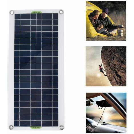 Panneau solaire flexible multifonctionnel en silicium polycristallin de 20 W pour la recharge de téléphones portables, panneau de recharge d'urgence portable 21 V pour véhicules et bateaux (1/5)