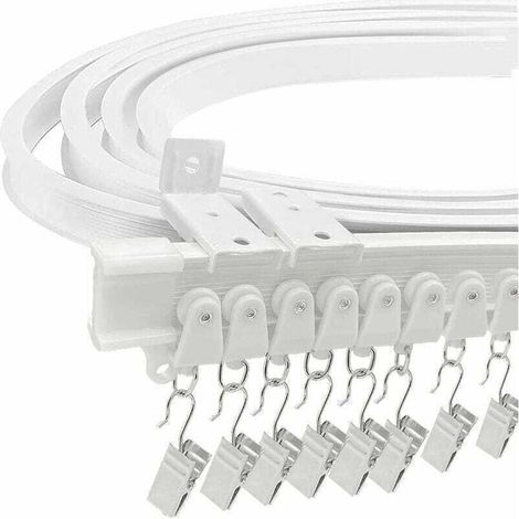3M Rail Rideaux Tringle Rideau Flexible Rail de Rideau Flexible avec 24 Crochet de rideau et 24 Poulie pour Balcon Baie Vitrée Salon Baignoire Camping Car (1/4)