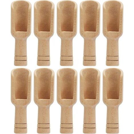 10 Stück kleine Salzlöffel aus Holz, Gewürzlöffel, Mini-Gewürzlöffel aus Holz, Mini-Badesalzlöffel, Naturholz, ungiftig, für Salz, Zucker, Kaffee, Tee, Gewürze,