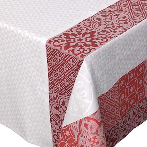 Nappe Carrée Enduite "Mosaïque" Rouge 150x150 cm