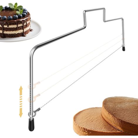Coupe Gâteau Pâtisserie Réglable, Outil Professionnel pour Layer Cake, Coupe-Gâteau en Fil Acier Inoxydable, Trancheur à Gâteau Facile à Nettoyer (1/4)
