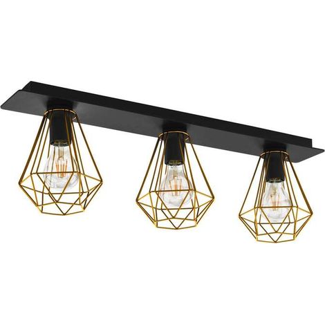 [NEUWERTIG] B-Ware Eglo Deckenleuchte Lampe Tarbes LED dreiflammig dimmbar schwarz messing (1/2)