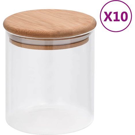 Bocaux de conservation avec couvercles en bambou, lot de 10, 600 ml (1/5)
